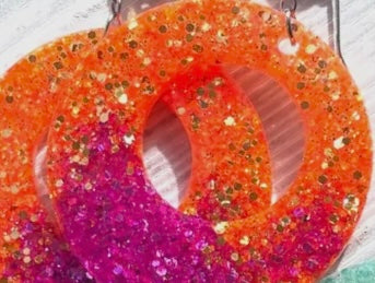 Hypoallergenic Pink & Orange Ombré Glitter Earrings