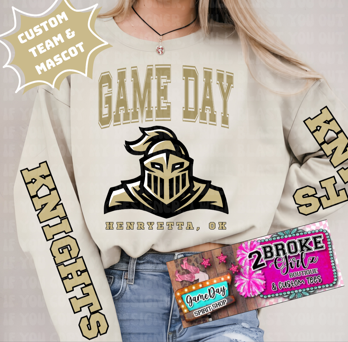 Game Day Sweatshirt (Custom) Leave Mascot In Notes