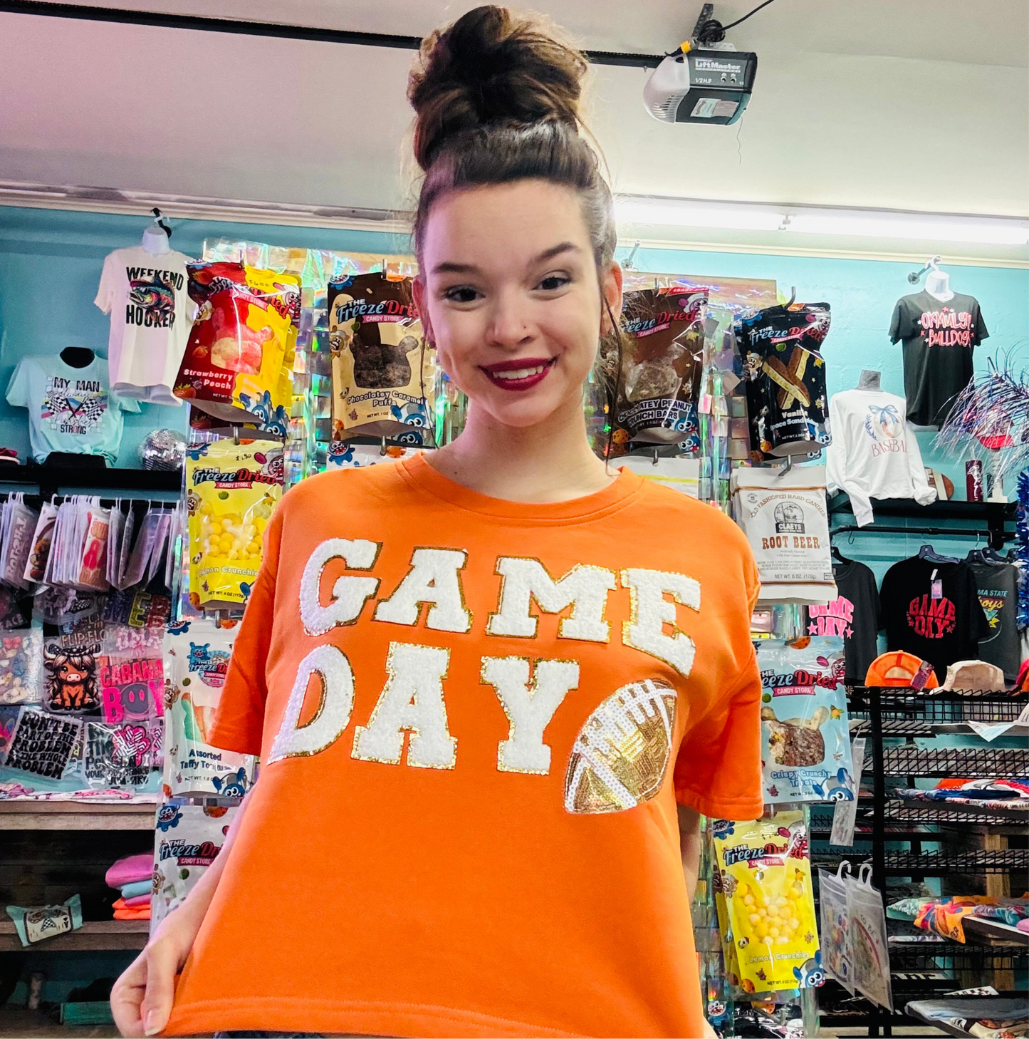 Game Day Chenille Patch Mom Crop Top