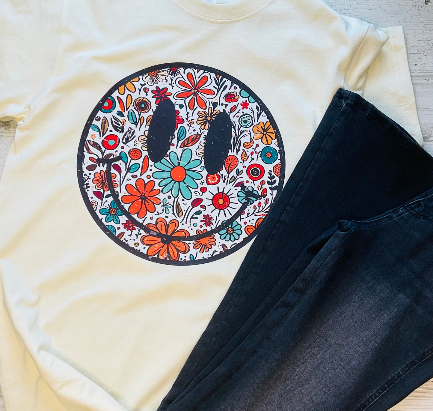 Floral Smiley Graphic Tee