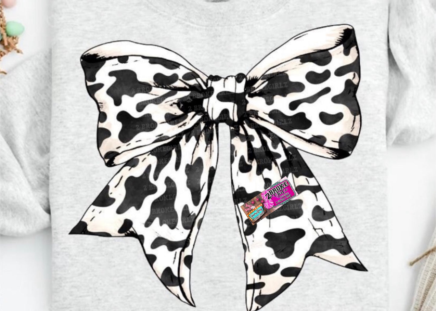 Cow Print Coquette Bow- Tee or Sweatshirt