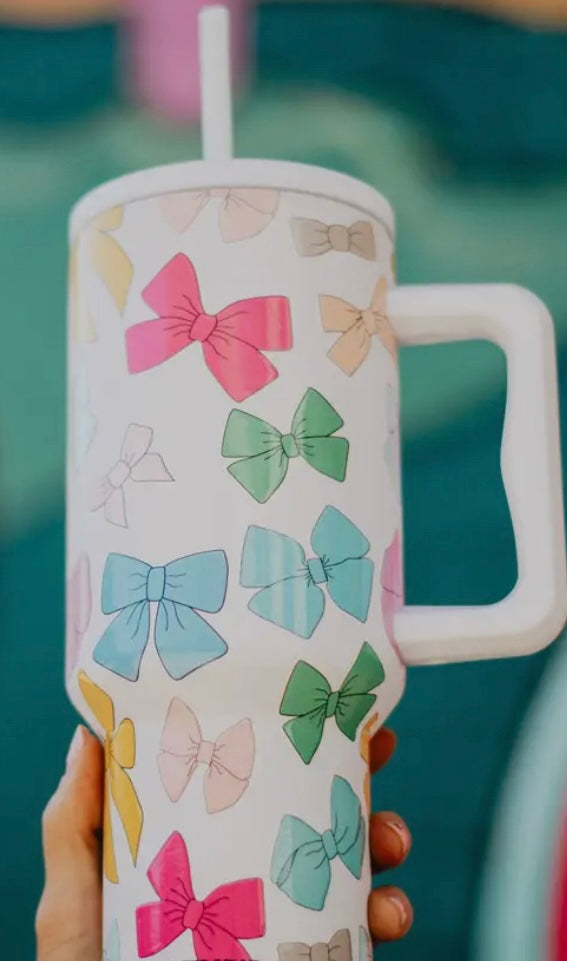 Coquette Bows 38 oz Tumbler w/ Handle