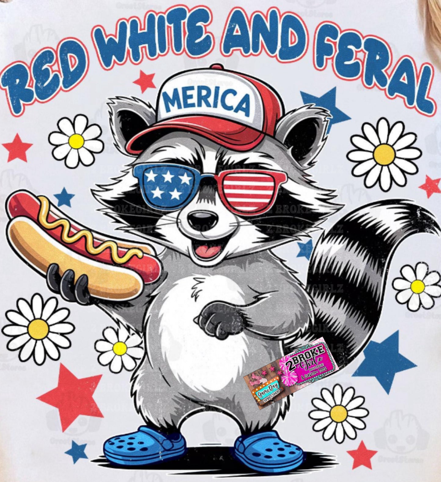 Red White And Feral Graphic Tee