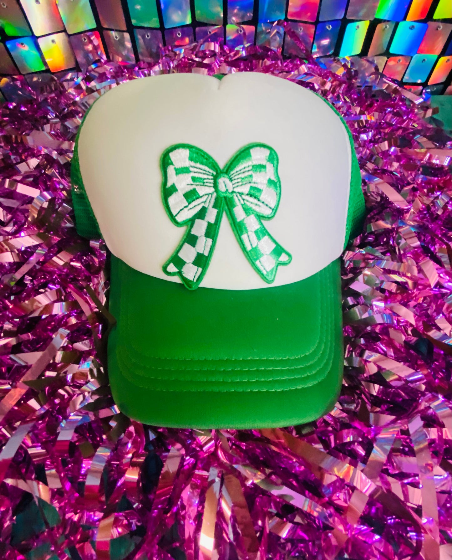 Green Checkered Trucker Hat