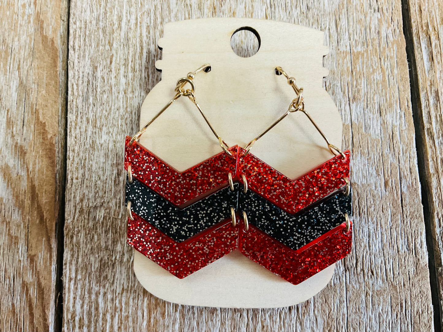 Sideline Marker Glitter Red & Black Earrings