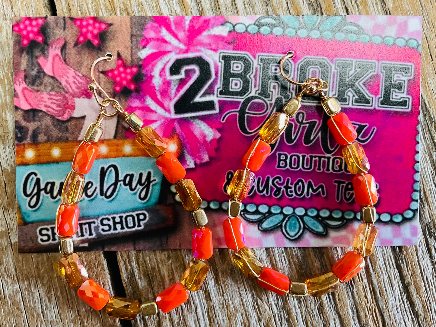 Orange & Gold Hoop Earrings