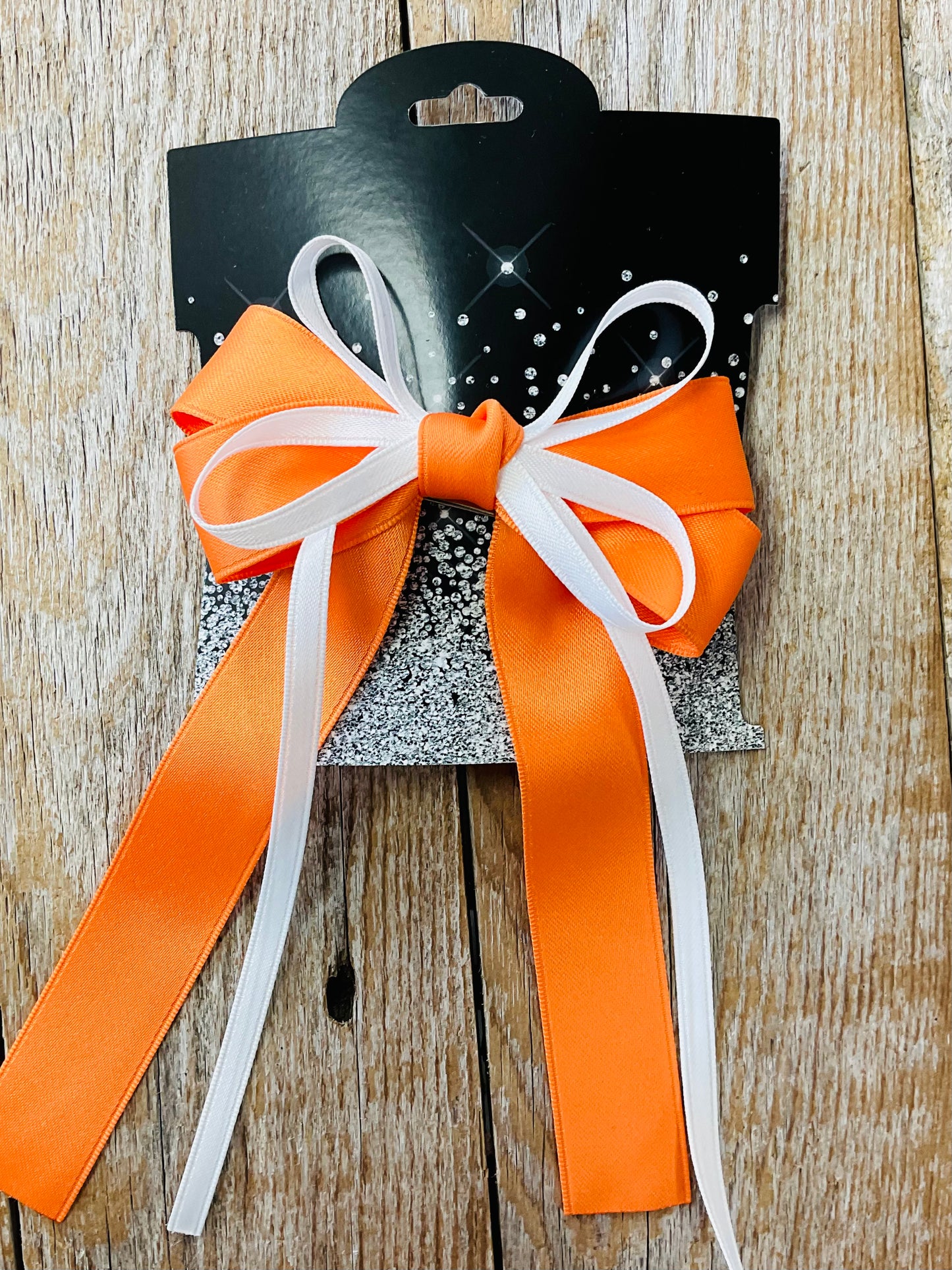 Orange & White Hair Bow