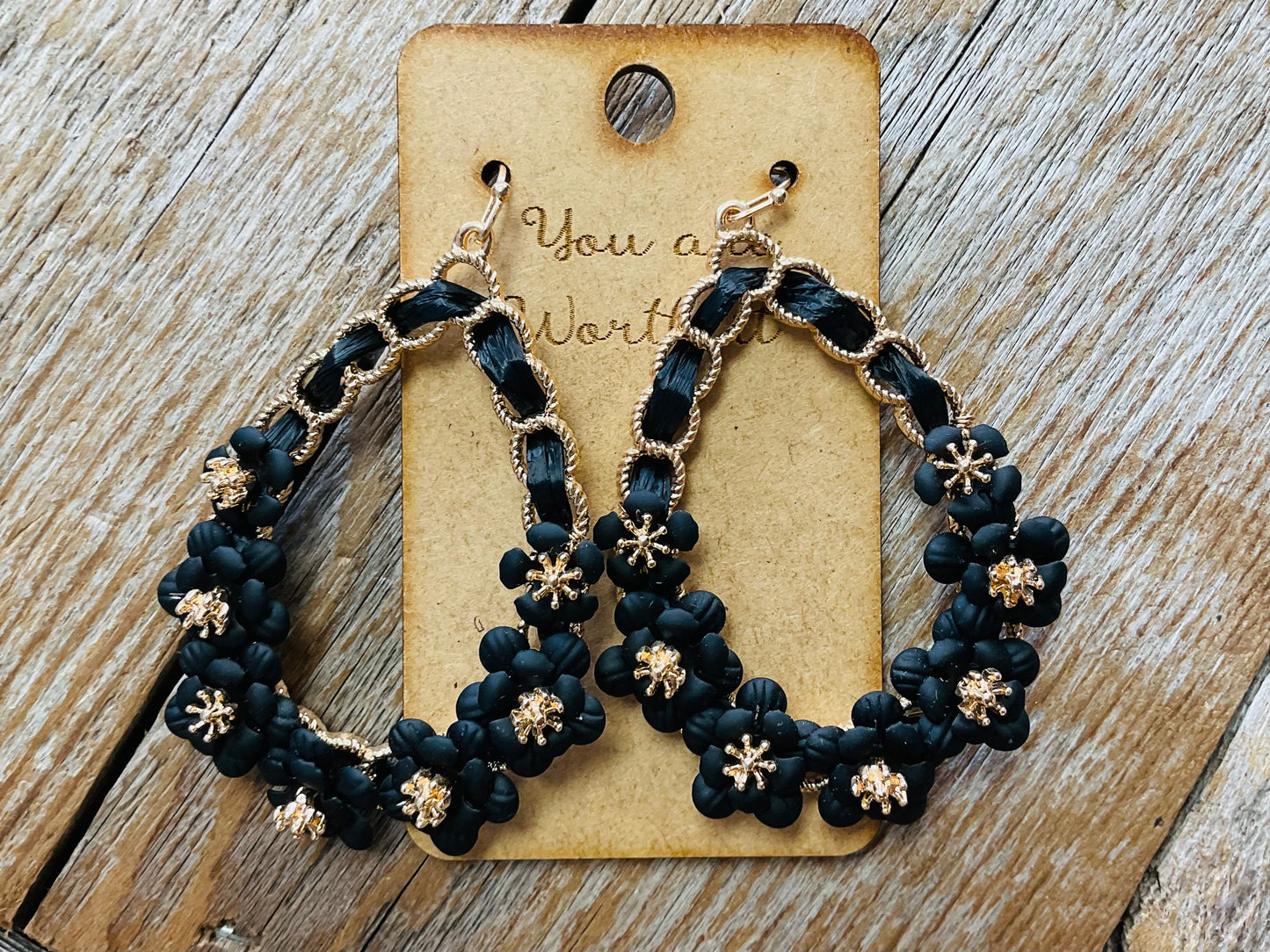 Black Flower Earrings