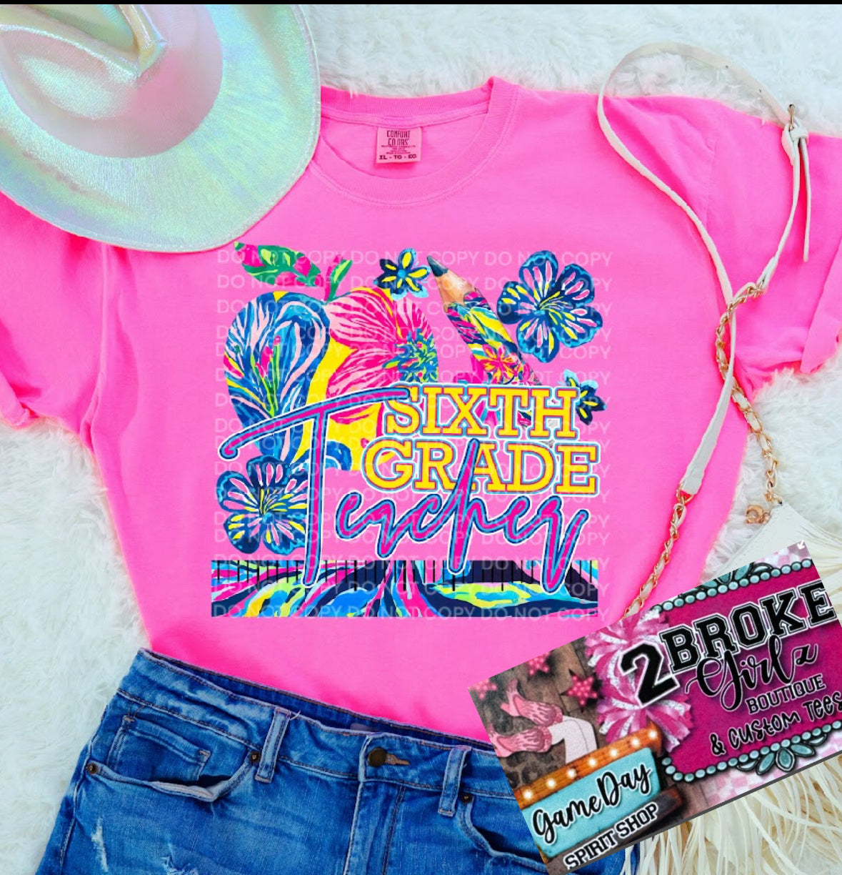 Custom Teacher Comfort Color Tee Pink or Pepper