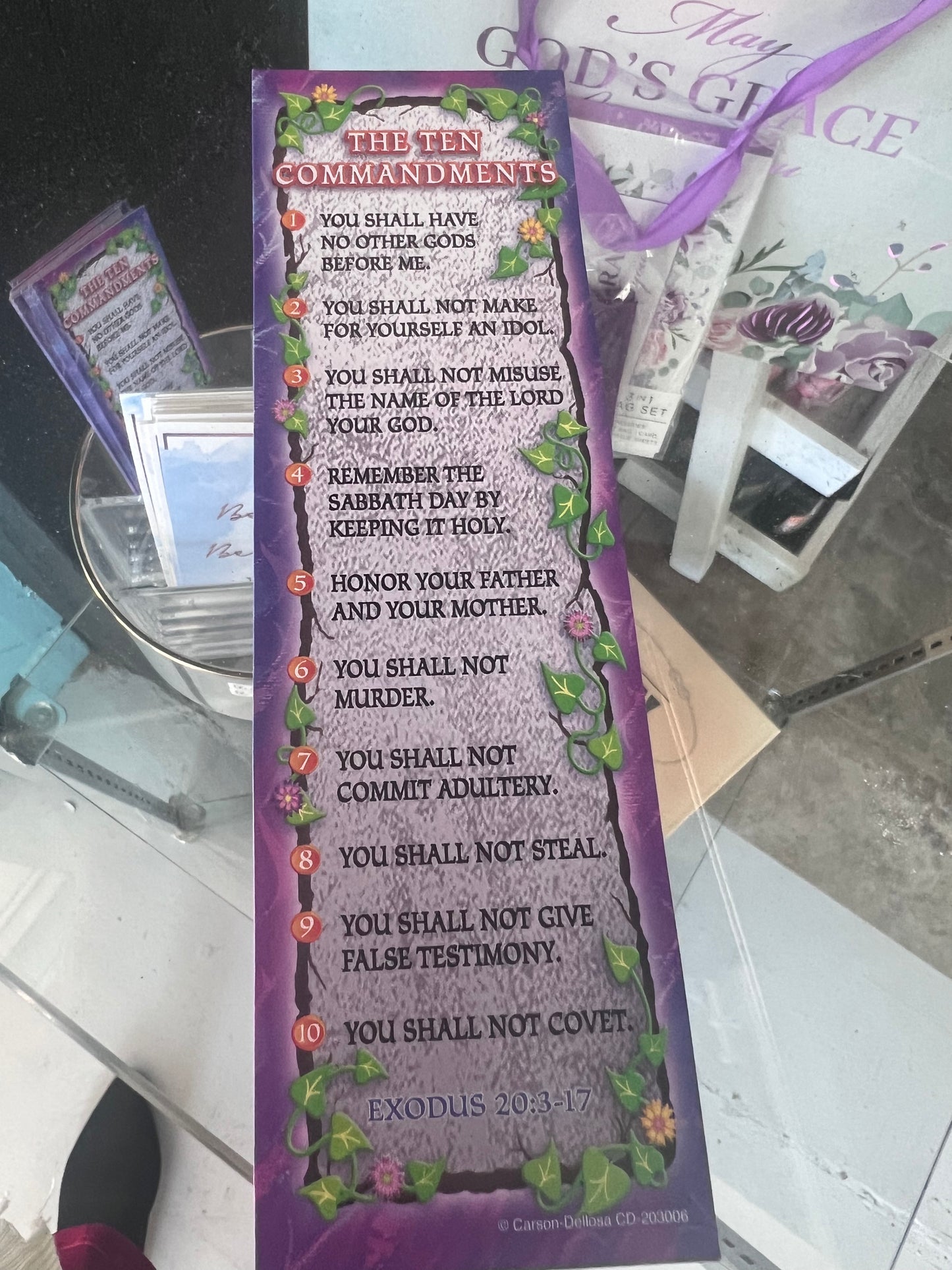 Ten Commandments Bookmark