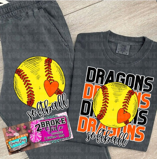 Dragons softball 2 pc set