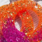 Hypoallergenic Pink & Orange Ombré Glitter Earrings