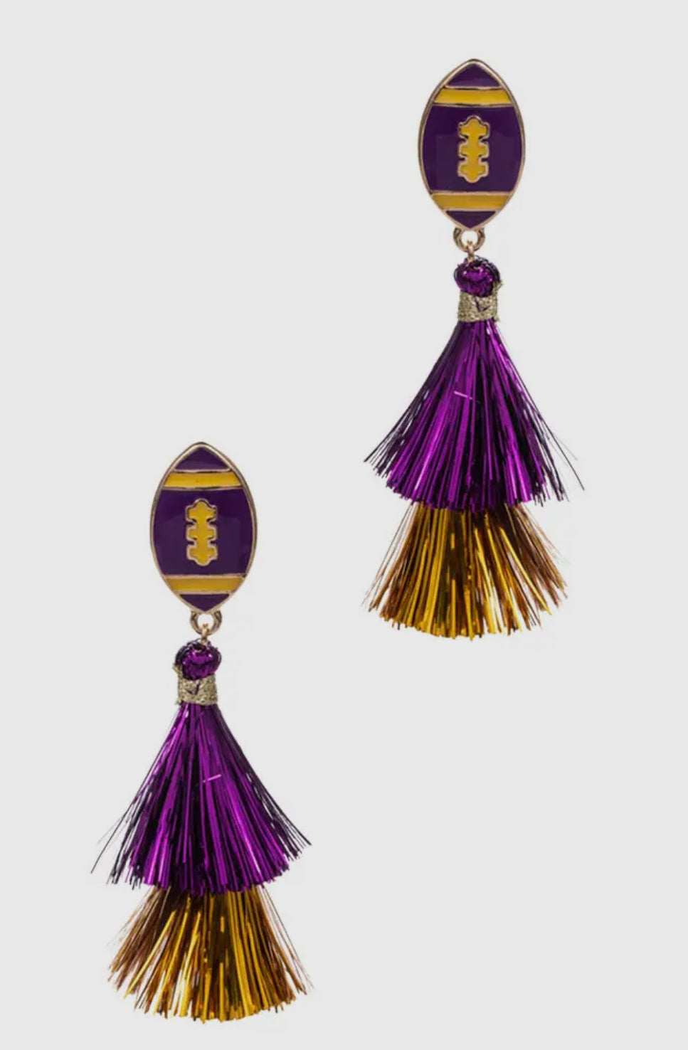 Interception Football Shaped Tassel Post Earrings
