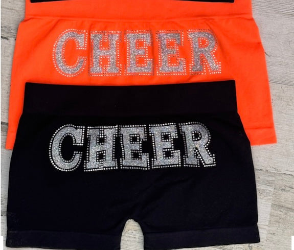 Orange Boy Shorts with Cheer Embellishment