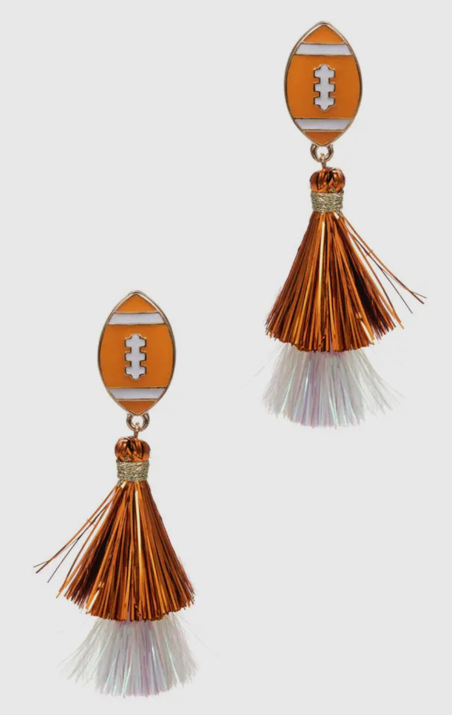 Interception Football Shaped Tassel Post Earrings