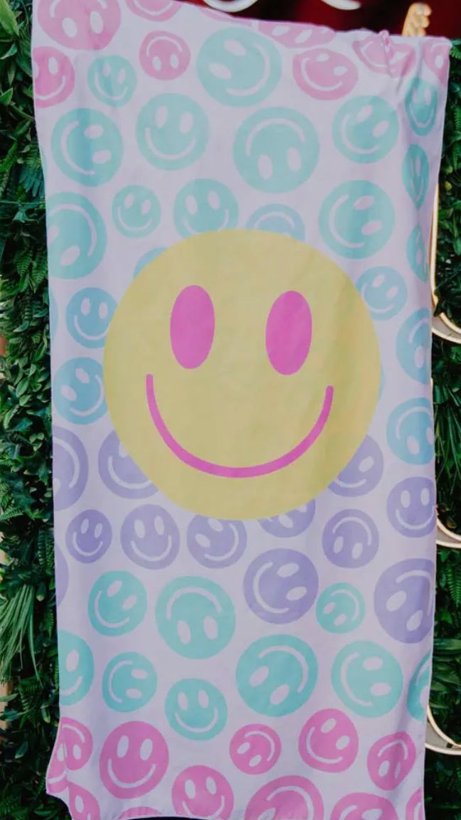 Pastel Smiley Face Quick Dry Towel