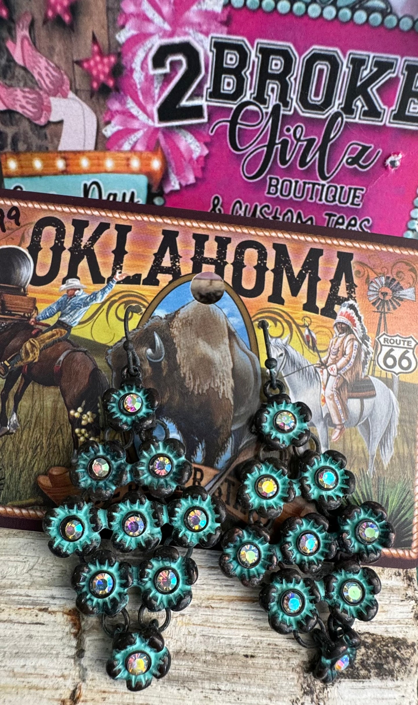 Lightweight Rhinestone & Turquoise Earrings