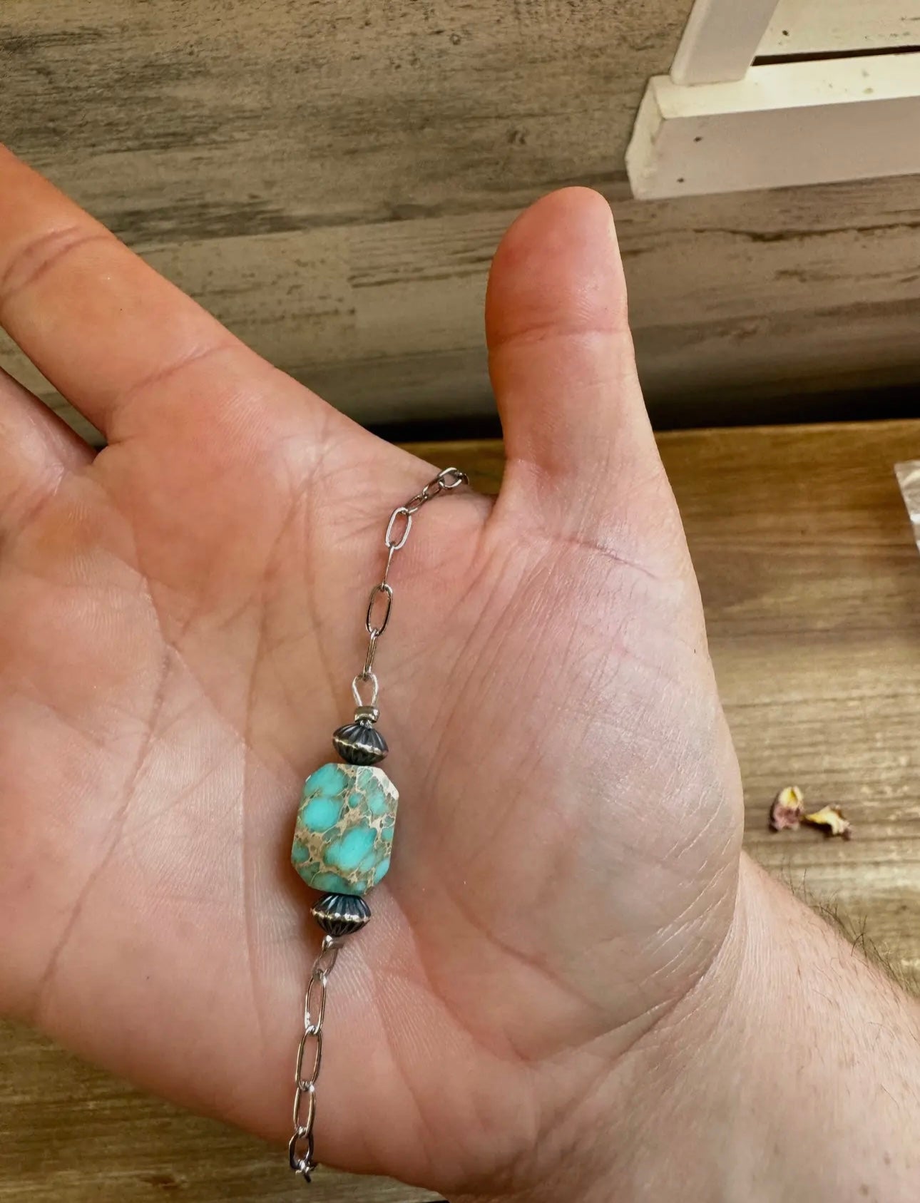 Necklace w/ Saucer Sterling Pearls & Turquoise