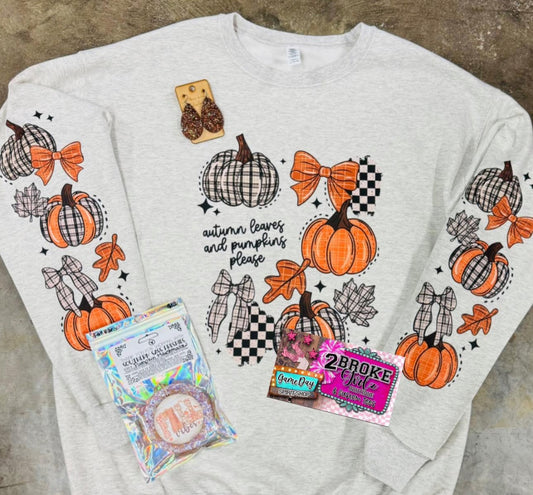 Autumn Leaves & Pumpkins Please Crewneck Sweatshirt