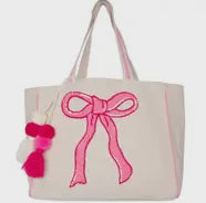 Coquette Bow Pink Sequin
Canvas Tote Bag Beige Canvas