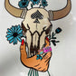DTF Flower Skull Transfer