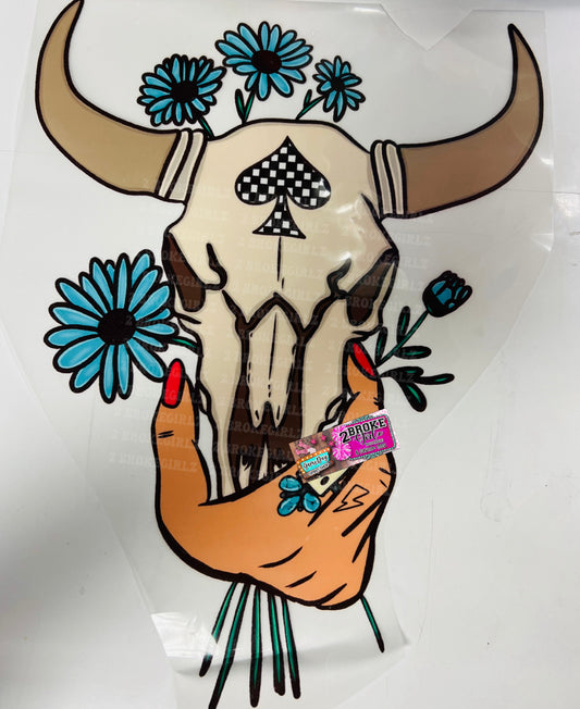 DTF Flower Skull Transfer