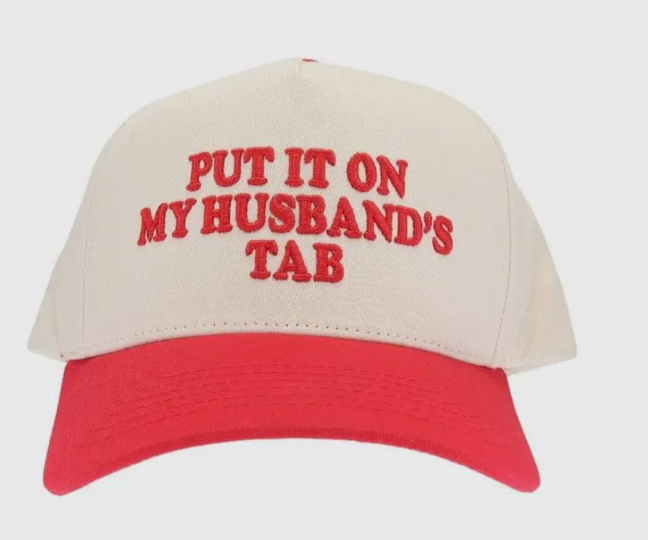 Puff Embroidered Put It On My Husband's Tab Trucker Hat