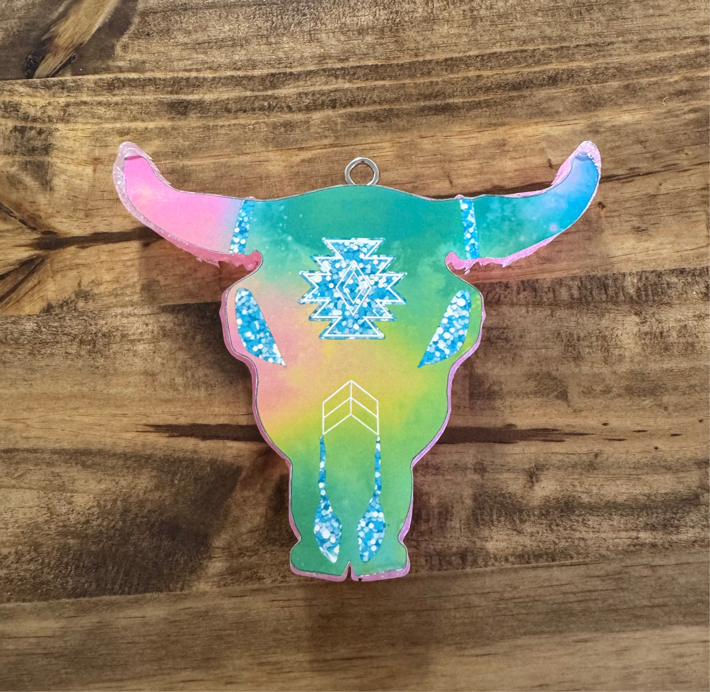 Rainbow Bull Skull Freshie