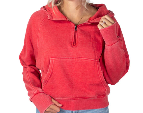 Half Zip Wash Hoodie