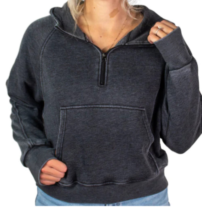 Half Zip Wash Hoodie