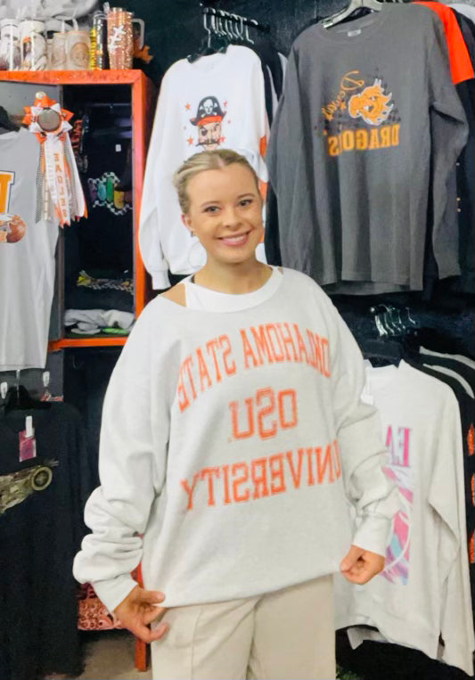 OSU Cowboys Vintage Sport Ash Gray Flashdance Sweatshirt