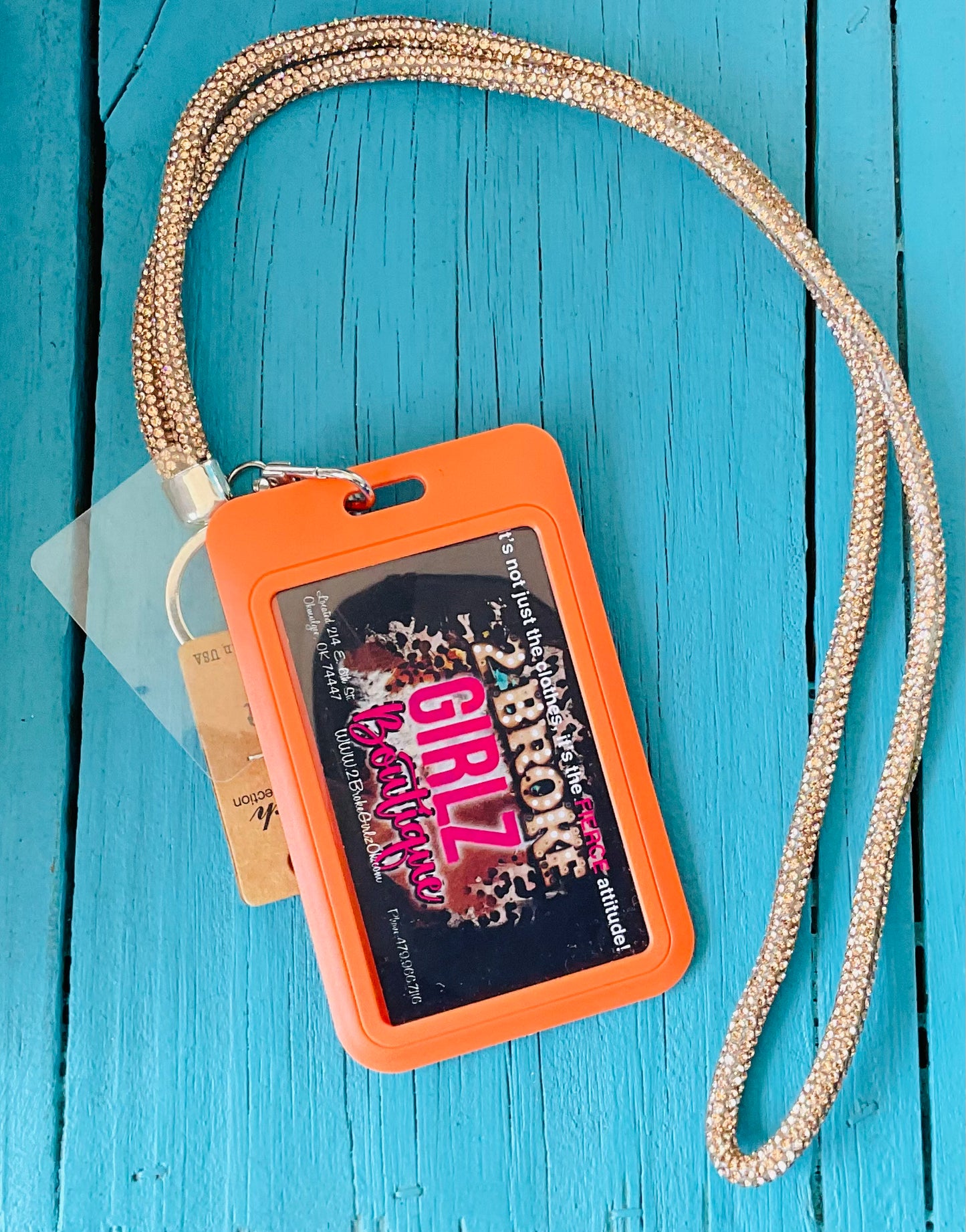 Orange Rhinestone Lanyard