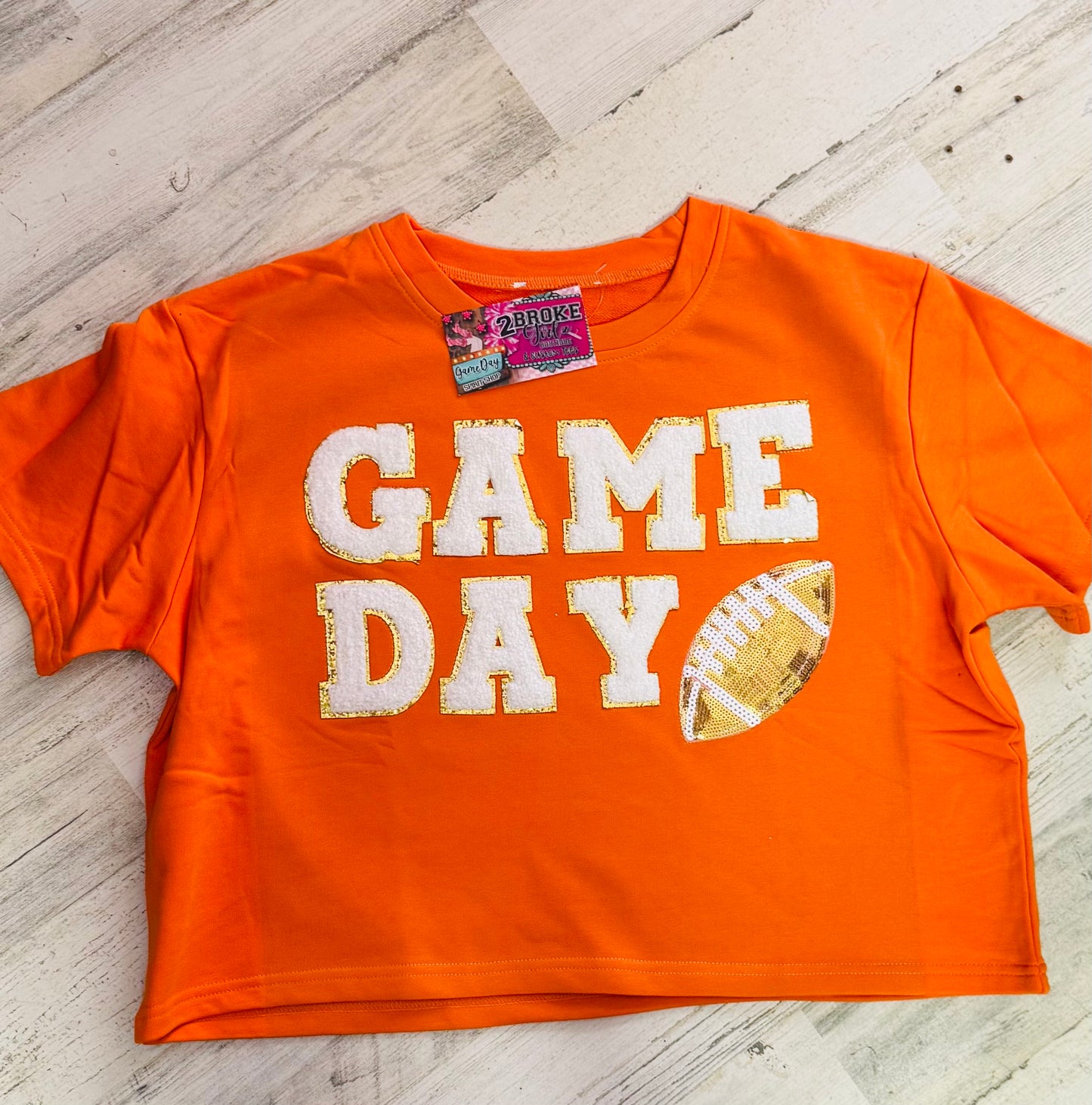 Game Day Chenille Patch Mom Crop Top