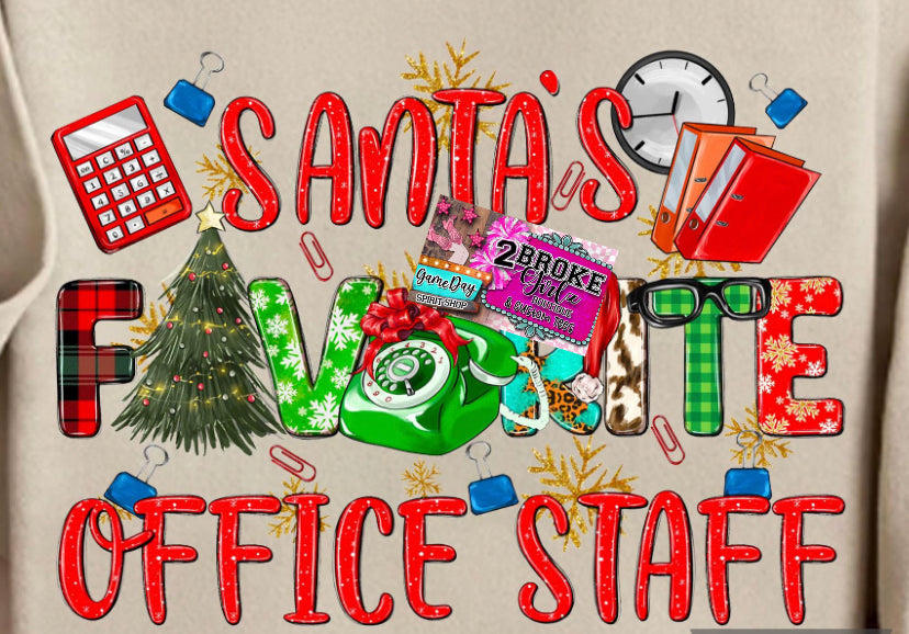 Santa’s Office Staff Grey tee or Crewneck