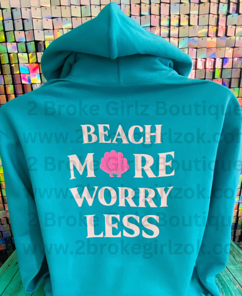 Beach More Worry Less Glitter Hoodie
