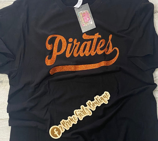 Pirates Glitter Black Tee