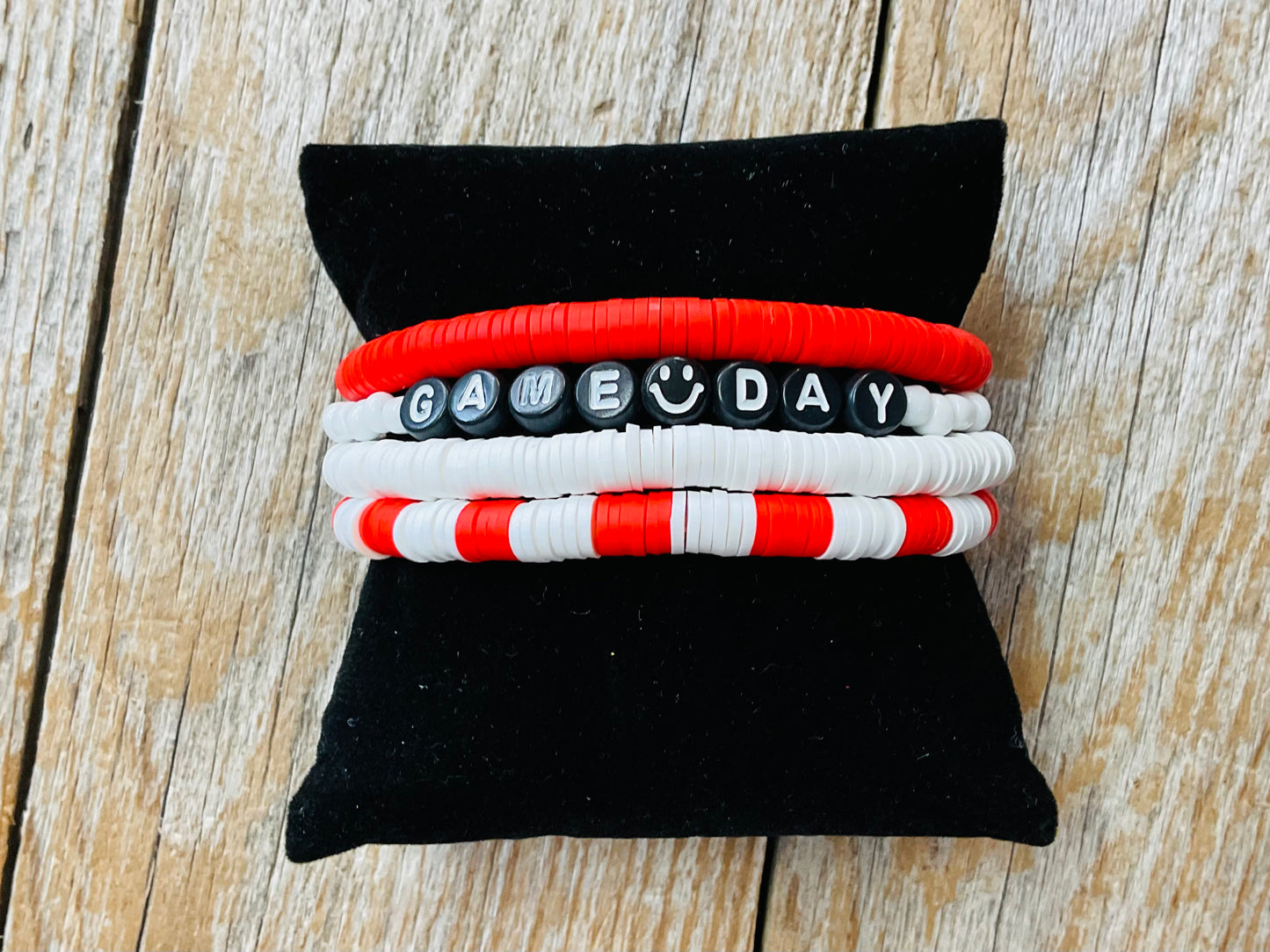 Red & White Heishi Game Day Bracelet