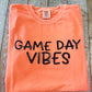 Orange & Black Game Day Vibes Comfort Color Tee - Glitter PUFF