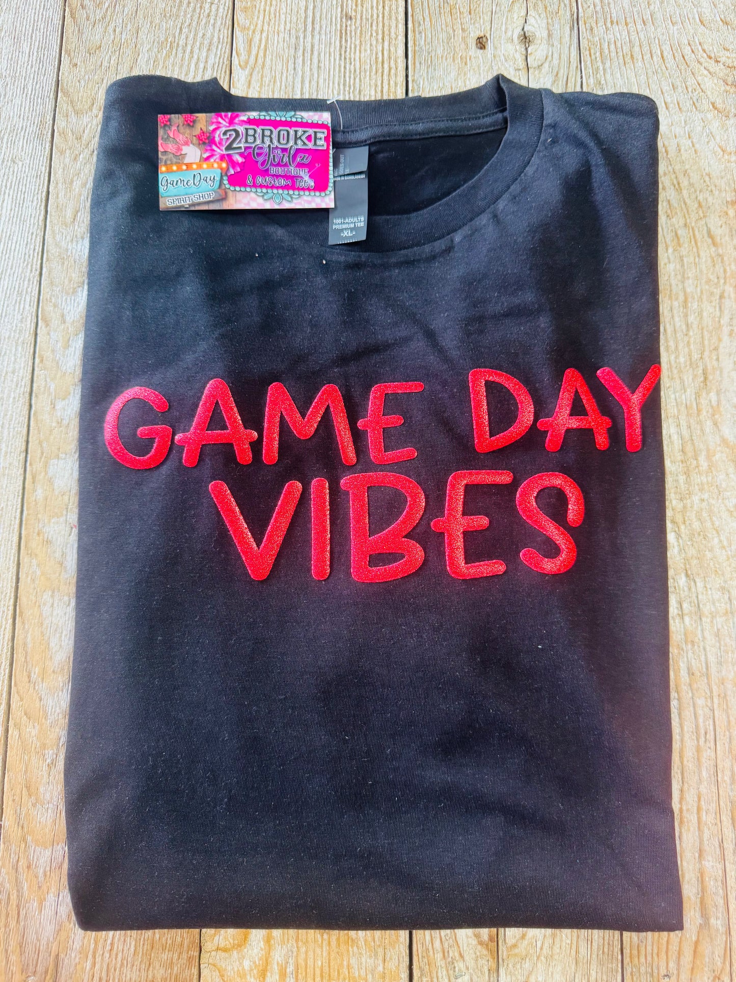 Red & Black Game Day Vibes - Glitter Puff