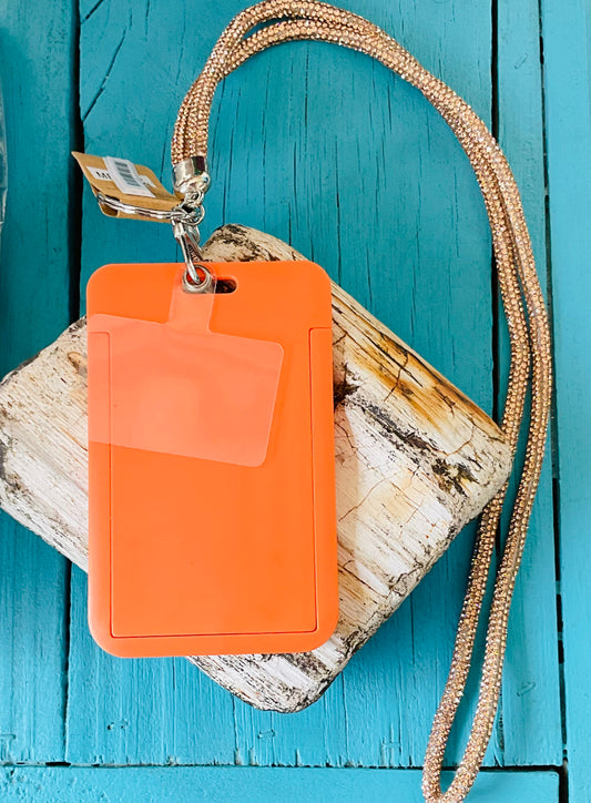 Orange Rhinestone Lanyard