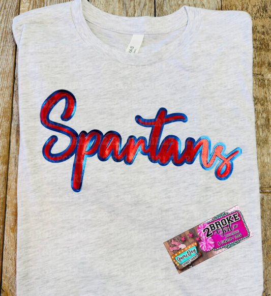 Custom Red & Blue Metallic Puff Tee