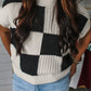 Checkered Black Short Sleeve Sweater