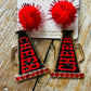 Pom Red & Black Cheer Earrings