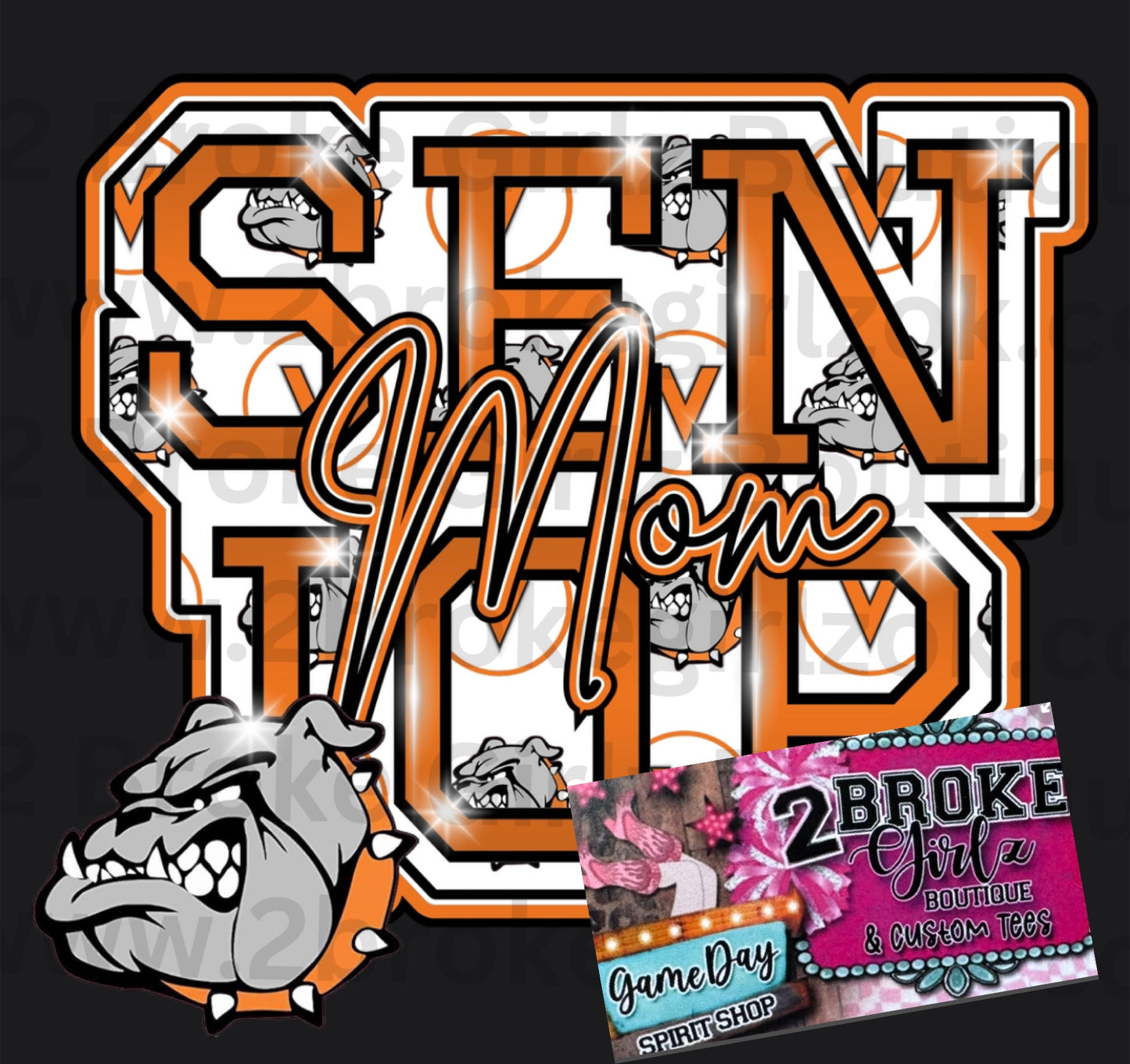 Orange & Black Bulldogs Senior Mom Tee or Crewneck