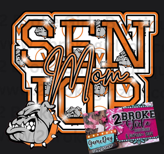 Orange & Black Bulldogs Senior Mom Tee or Crewneck