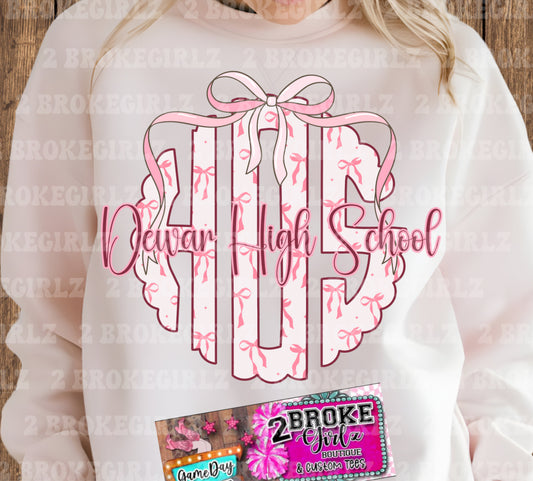 Dewar High School Coquette Bow- Tee or Crewneck