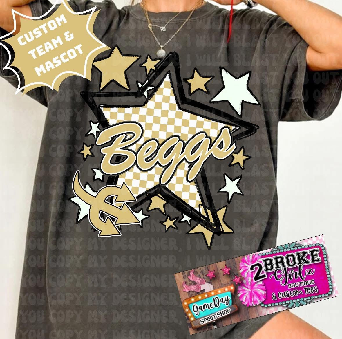 Custom Star Comfort Color Tee **Leave school/mascot in the notes section at checkout**