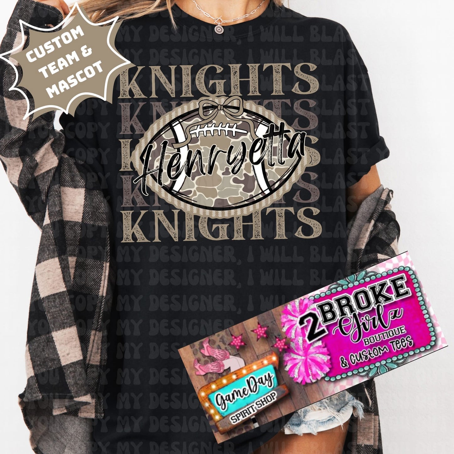 Custom Camo Football Tee