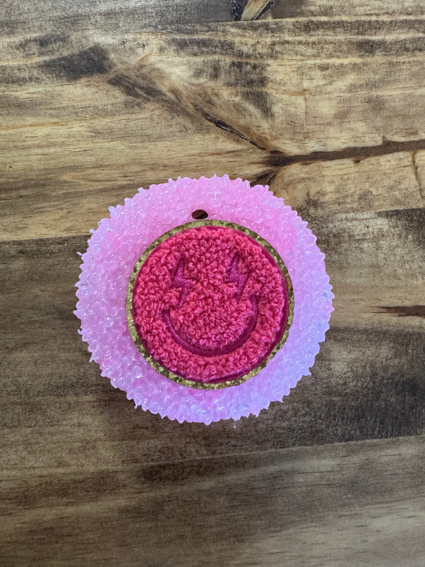 Pink Chenille Smiley Freshie