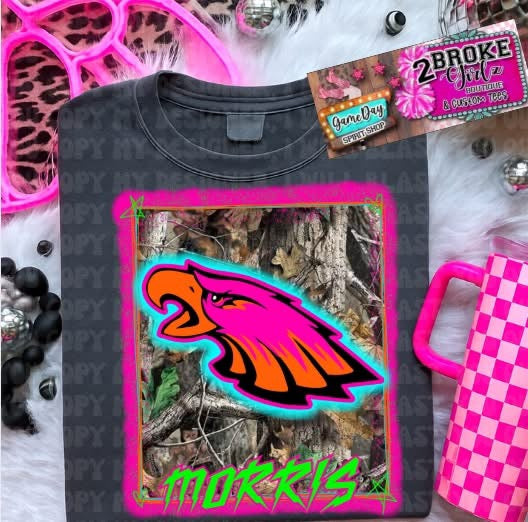 Custom Mascot Neon Camo Comfort Color Tee